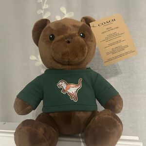 Coach Brown Bear with Green Dinosaur Sweater NWT